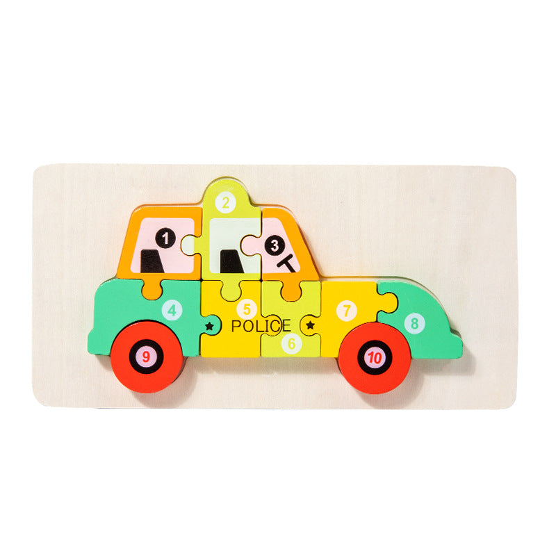 Wooden Children's Educational Toys 4-6 Wooden Animal Traffic Shape Matching 3D Montessori Colorful Shape Learning Puzzle, Preschool Education Toys Gifts for Boys Girls