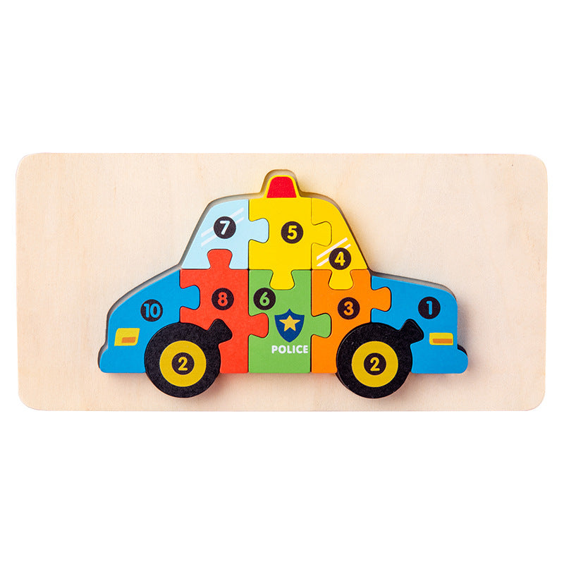 Wooden Children's Educational Toys 4-6 Wooden Animal Traffic Shape Matching 3D Montessori Colorful Shape Learning Puzzle, Preschool Education Toys Gifts for Boys Girls