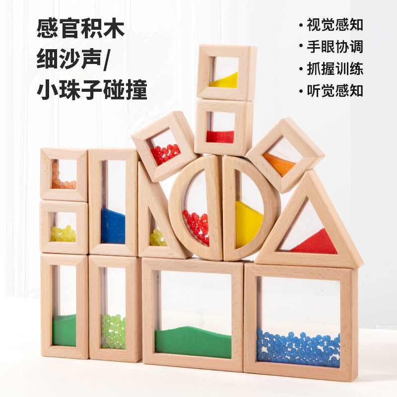 Toddler Montessori Translucent Color Recognition Shape Building Blocks Transformable Acrylic Rainbow Educational Toys