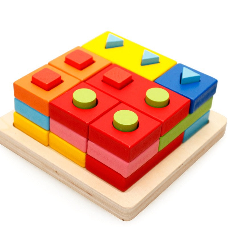 Children's Wooden Three-Dimensional Multifunctional Fishing Sleeve Column Shape Matching Cognitive Hand-Eye Coordination Educational Toys