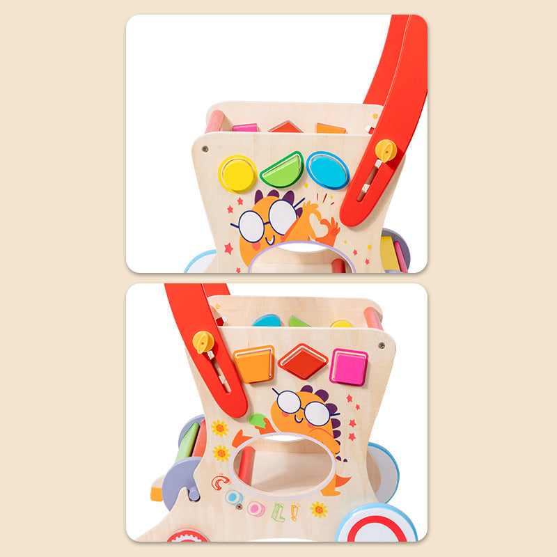 Multifunctional Children's Push Toy Shopping Cart Toddler Wooden Supermarket Push Cart Toy Car