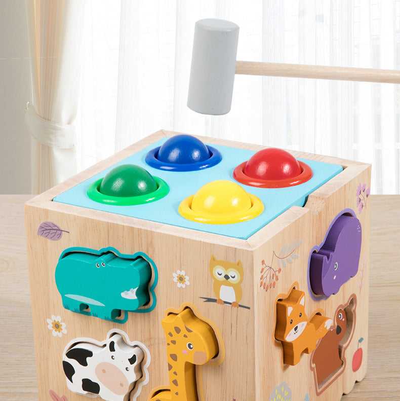 Children's Multi-Functional Wooden Montessori 8 in 1 Knock Ball Animal Matching Fishing Early Education Educational Toys Toys for 1+ Year Old Boys&Girls,Kids Educational Learning Toys for Toddlers Age 1-2