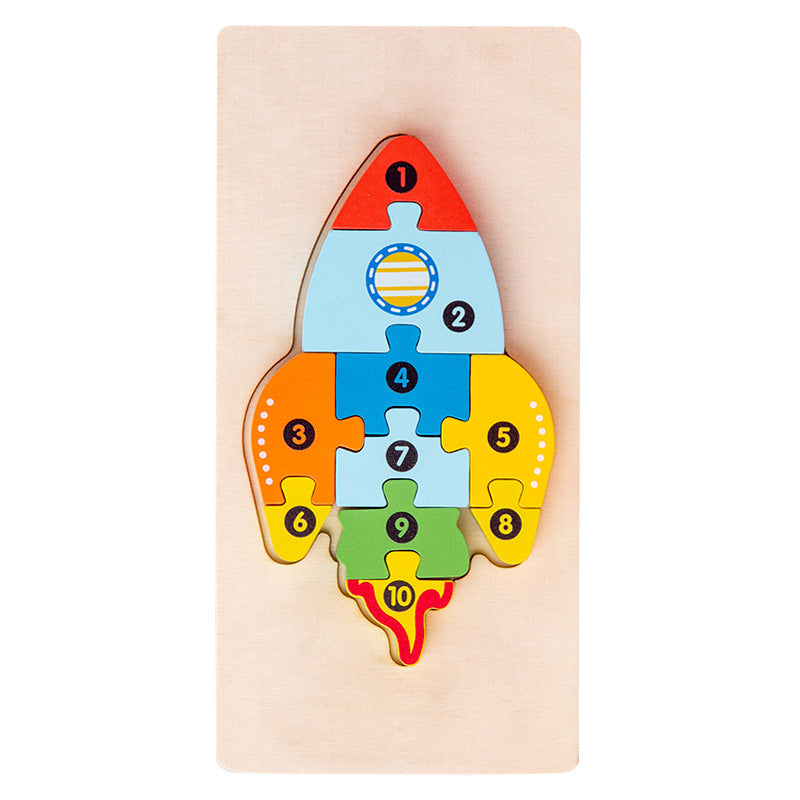 Wooden Children's Educational Toys 4-6 Wooden Animal Traffic Shape Matching 3D Montessori Colorful Shape Learning Puzzle, Preschool Education Toys Gifts for Boys Girls