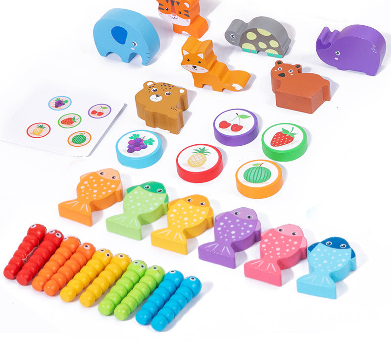 Children's Multi-Functional Wooden Montessori 8 in 1 Knock Ball Animal Matching Fishing Early Education Educational Toys Toys for 1+ Year Old Boys&Girls,Kids Educational Learning Toys for Toddlers Age 1-2