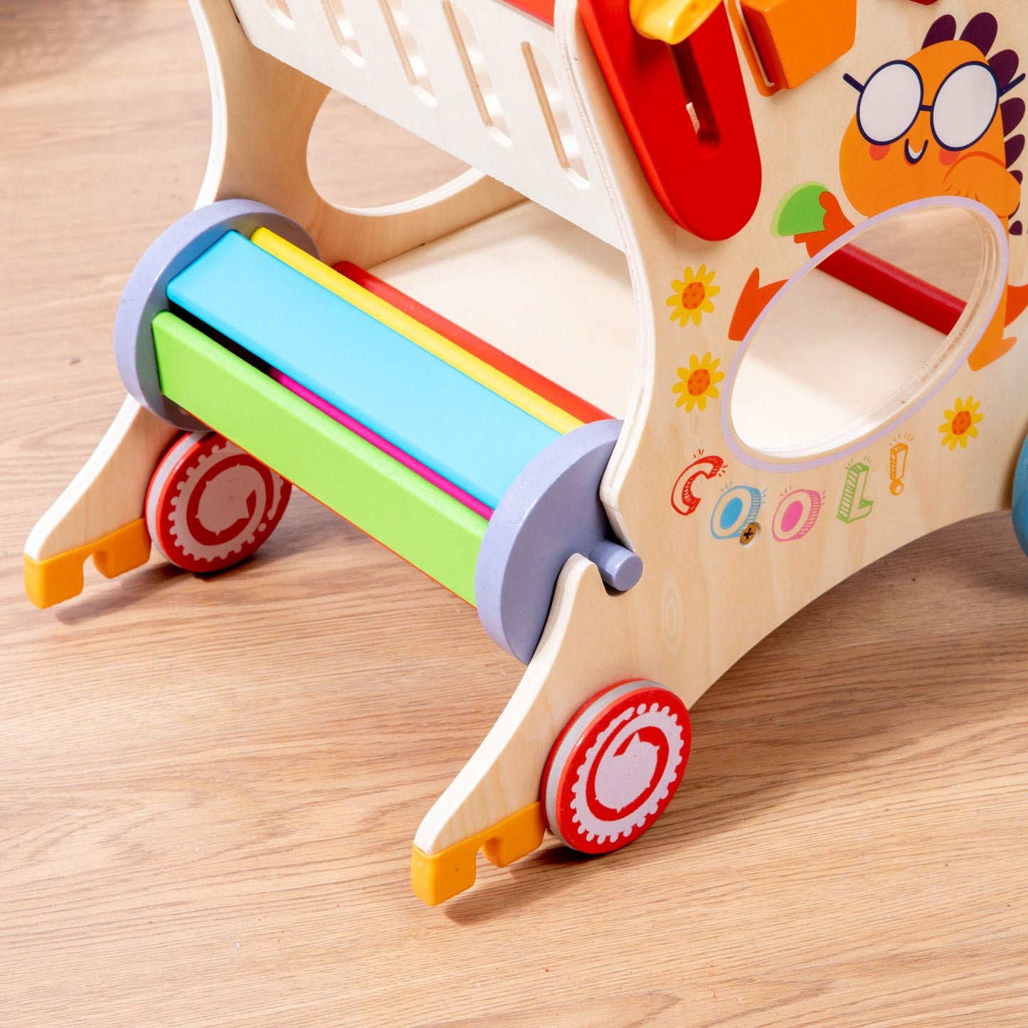 Multifunctional Children's Push Toy Shopping Cart Toddler Wooden Supermarket Push Cart Toy Car