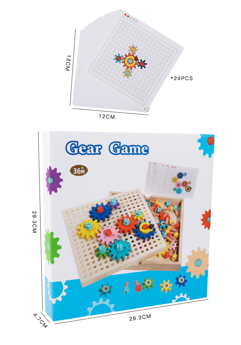 Montessori Toys Children's Wooden Color Recognition Matching Nuts Gears Mushroom Nails Assembly Educational Toys