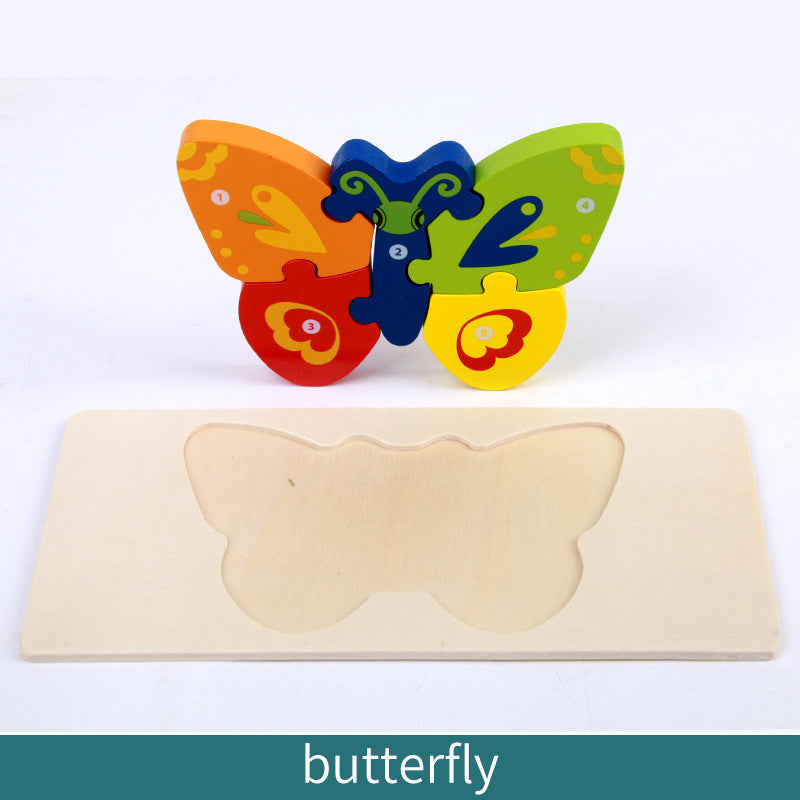 Wooden Children's Educational Toys 4-6 Wooden Animal Traffic Shape Matching 3D Montessori Colorful Shape Learning Puzzle, Preschool Education Toys Gifts for Boys Girls