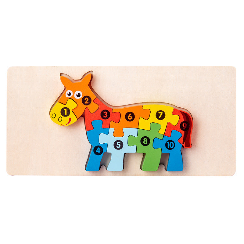 Wooden Children's Educational Toys 4-6 Wooden Animal Traffic Shape Matching 3D Montessori Colorful Shape Learning Puzzle, Preschool Education Toys Gifts for Boys Girls