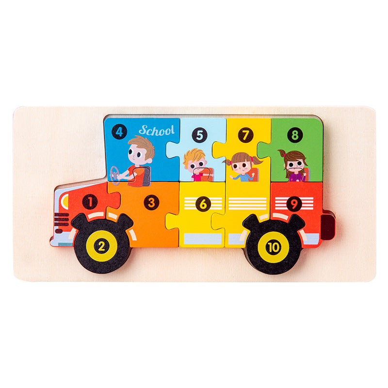 Wooden Children's Educational Toys 4-6 Wooden Animal Traffic Shape Matching 3D Montessori Colorful Shape Learning Puzzle, Preschool Education Toys Gifts for Boys Girls
