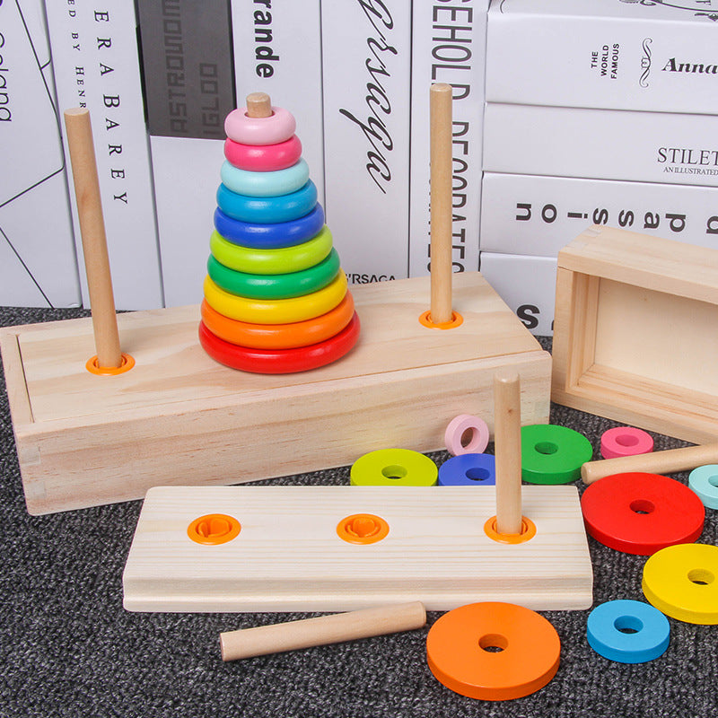 Montessori Toys Tower Wooden Toys Logical Thinking Challenge Wooden Sensory Toys for Ages 2-4 Toddlers Kids Baby, Toddler Stocking Stuffers Learning Toy