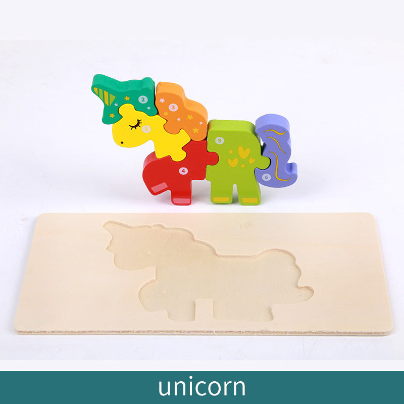 Wooden Children's Educational Toys 4-6 Wooden Animal Traffic Shape Matching 3D Montessori Colorful Shape Learning Puzzle, Preschool Education Toys Gifts for Boys Girls