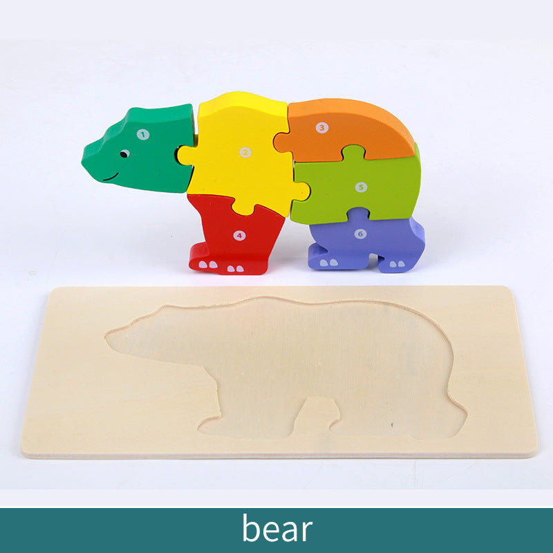 Wooden Children's Educational Toys 4-6 Wooden Animal Traffic Shape Matching 3D Montessori Colorful Shape Learning Puzzle, Preschool Education Toys Gifts for Boys Girls