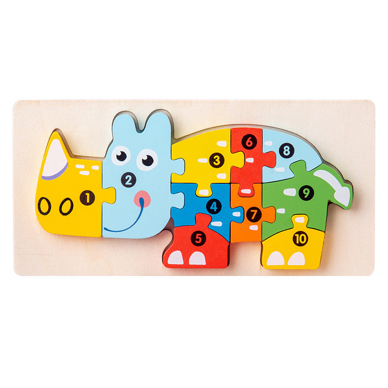 Wooden Children's Educational Toys 4-6 Wooden Animal Traffic Shape Matching 3D Montessori Colorful Shape Learning Puzzle, Preschool Education Toys Gifts for Boys Girls