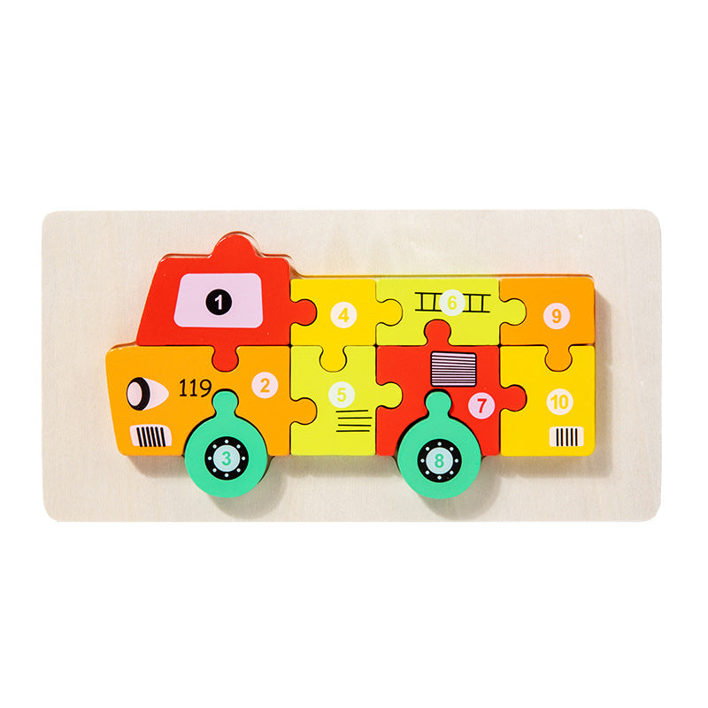 Wooden Children's Educational Toys 4-6 Wooden Animal Traffic Shape Matching 3D Montessori Colorful Shape Learning Puzzle, Preschool Education Toys Gifts for Boys Girls