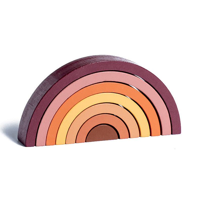 Wooden Children's Enlightenment Educational Kindergarten Color Recognition Early Learning Wooden Building Blocks Rainbow Stacking Blocks