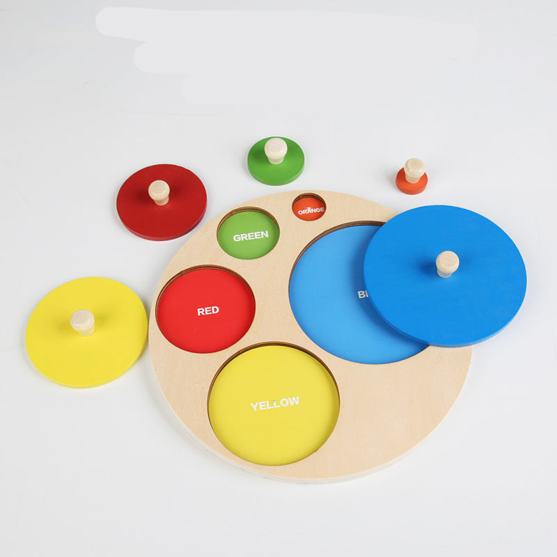 Montessori Toy Wooden Shape Peg Puzzle, Fine Motor Color Matching Sorting Board, Early Learning Educational Activity Toy Gift for Preschool Toddler Baby