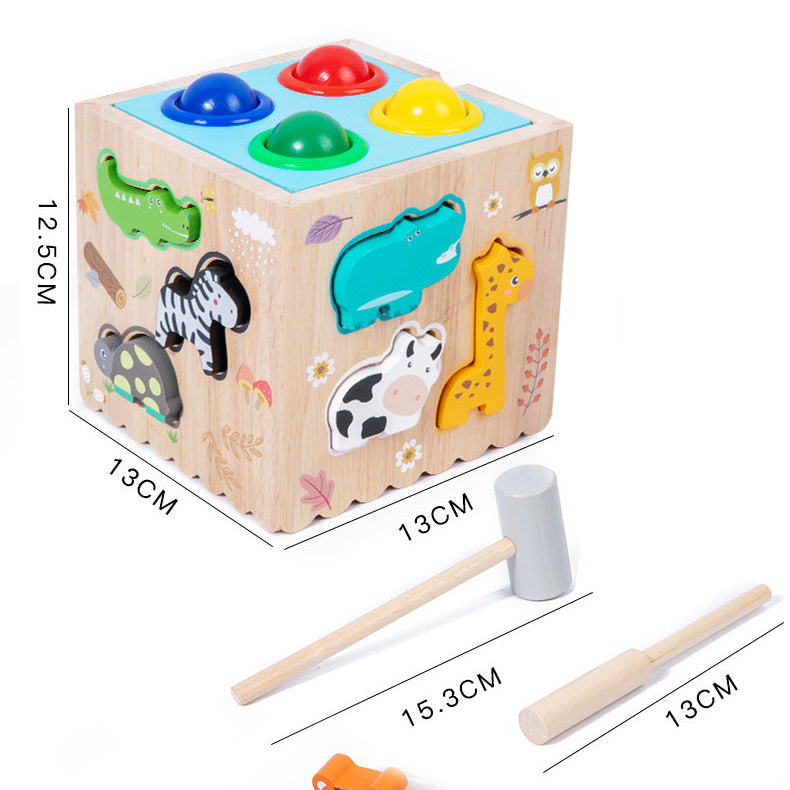 Children's Multi-Functional Wooden Montessori 8 in 1 Knock Ball Animal Matching Fishing Early Education Educational Toys Toys for 1+ Year Old Boys&Girls,Kids Educational Learning Toys for Toddlers Age 1-2