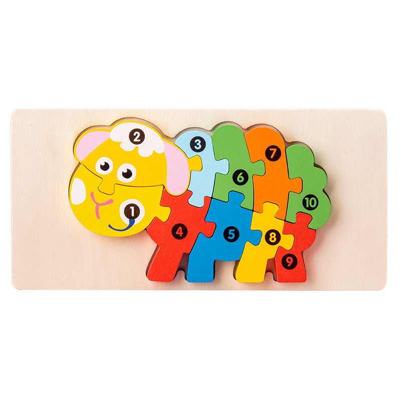 Wooden Children's Educational Toys 4-6 Wooden Animal Traffic Shape Matching 3D Montessori Colorful Shape Learning Puzzle, Preschool Education Toys Gifts for Boys Girls