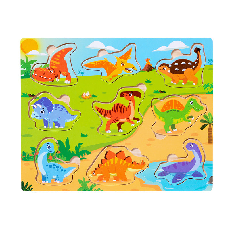 Children's Educational Toys 4--6 years Wooden Puzzles for Toddlers 9 Pieces Preschool Educational and Learning Traffic Fruit Number Animal Cognition Flat Handheld Puzzle STEM Toys