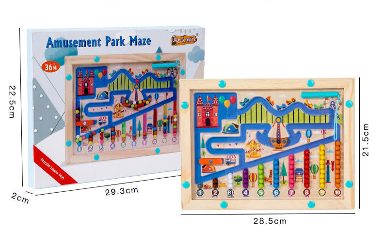 Magnetic Color and Number Maze, Montessori Toys for 3+ Year Old, Wooden Puzzle Activity Board, Learning Educational Counting Matching Toys for Toddlers and Kids Boys Girls Preschoolers 3 4 5 Years Old