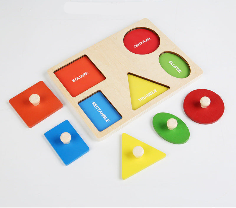 Montessori Toy Wooden Shape Peg Puzzle, Fine Motor Color Matching Sorting Board, Early Learning Educational Activity Toy Gift for Preschool Toddler Baby