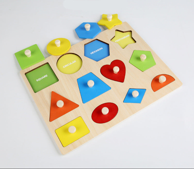 Montessori Toy Wooden Shape Peg Puzzle, Fine Motor Color Matching Sorting Board, Early Learning Educational Activity Toy Gift for Preschool Toddler Baby