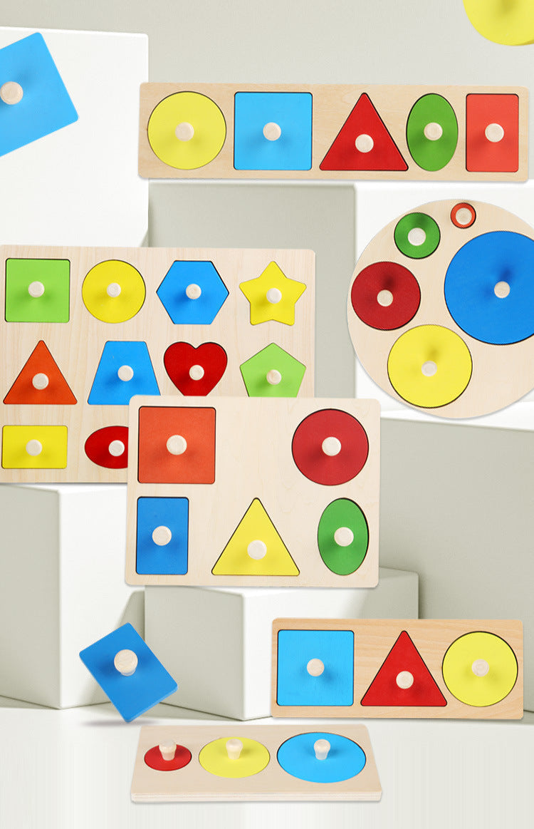 Montessori Toy Wooden Shape Peg Puzzle, Fine Motor Color Matching Sorting Board, Early Learning Educational Activity Toy Gift for Preschool Toddler Baby