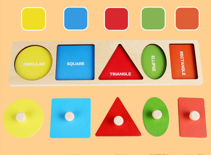 Montessori Toy Wooden Shape Peg Puzzle, Fine Motor Color Matching Sorting Board, Early Learning Educational Activity Toy Gift for Preschool Toddler Baby
