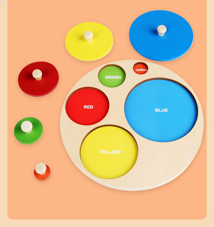 Montessori Toy Wooden Shape Peg Puzzle, Fine Motor Color Matching Sorting Board, Early Learning Educational Activity Toy Gift for Preschool Toddler Baby