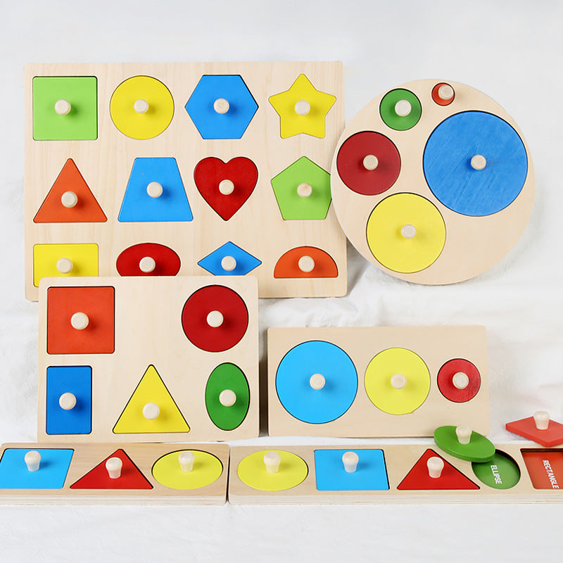 Montessori Toy Wooden Shape Peg Puzzle, Fine Motor Color Matching Sorting Board, Early Learning Educational Activity Toy Gift for Preschool Toddler Baby