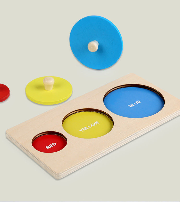 Montessori Toy Wooden Shape Peg Puzzle, Fine Motor Color Matching Sorting Board, Early Learning Educational Activity Toy Gift for Preschool Toddler Baby