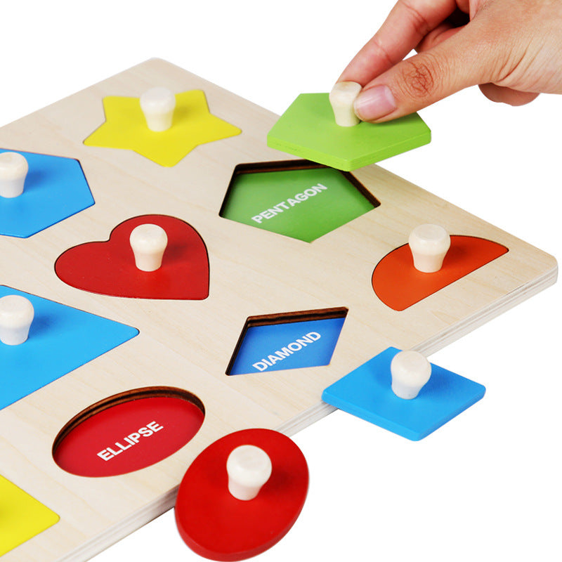 Montessori Toy Wooden Shape Peg Puzzle, Fine Motor Color Matching Sorting Board, Early Learning Educational Activity Toy Gift for Preschool Toddler Baby