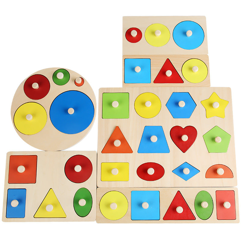 Montessori Toy Wooden Shape Peg Puzzle, Fine Motor Color Matching Sorting Board, Early Learning Educational Activity Toy Gift for Preschool Toddler Baby