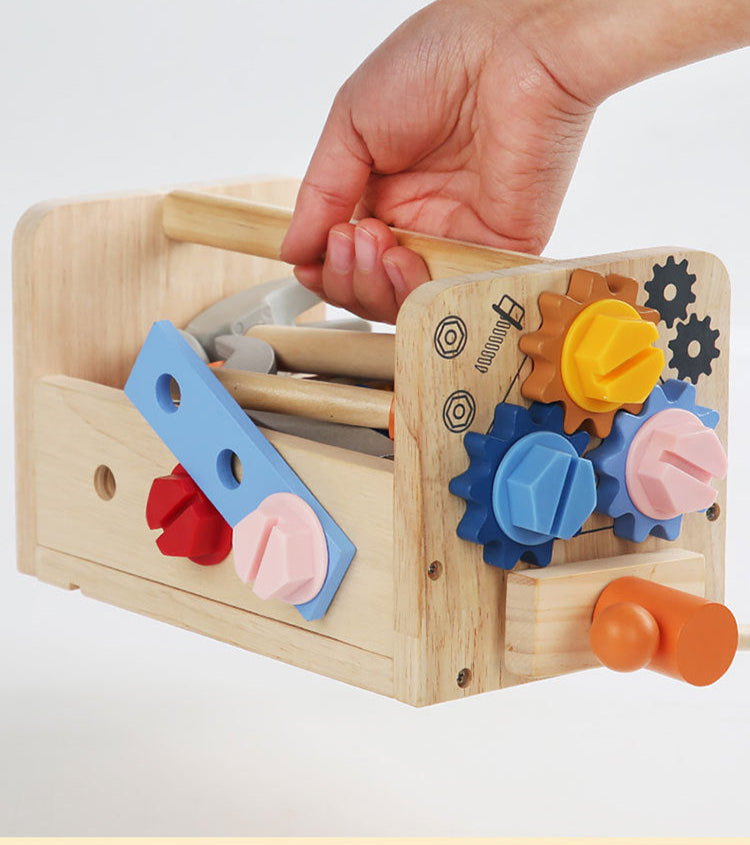 Montessori Toys ool Bench for Kids Toy Play Workbench Wooden Tool Bench Workshop Workbench with Tools Set Wooden Construction Bench Toy for 3 4 5 Year Old Boys Girls