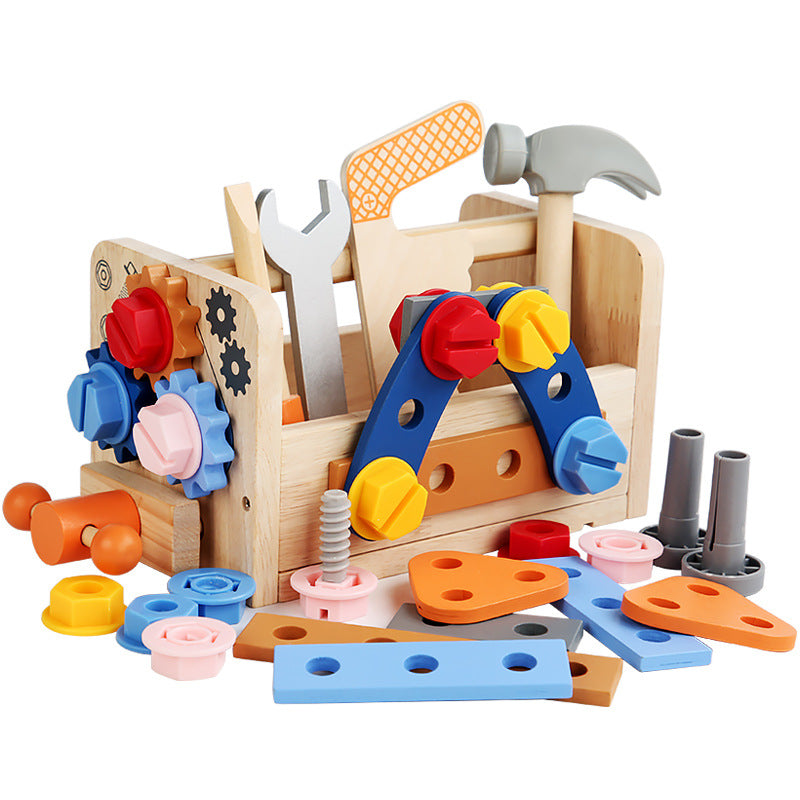 Montessori Toys ool Bench for Kids Toy Play Workbench Wooden Tool Bench Workshop Workbench with Tools Set Wooden Construction Bench Toy for 3 4 5 Year Old Boys Girls