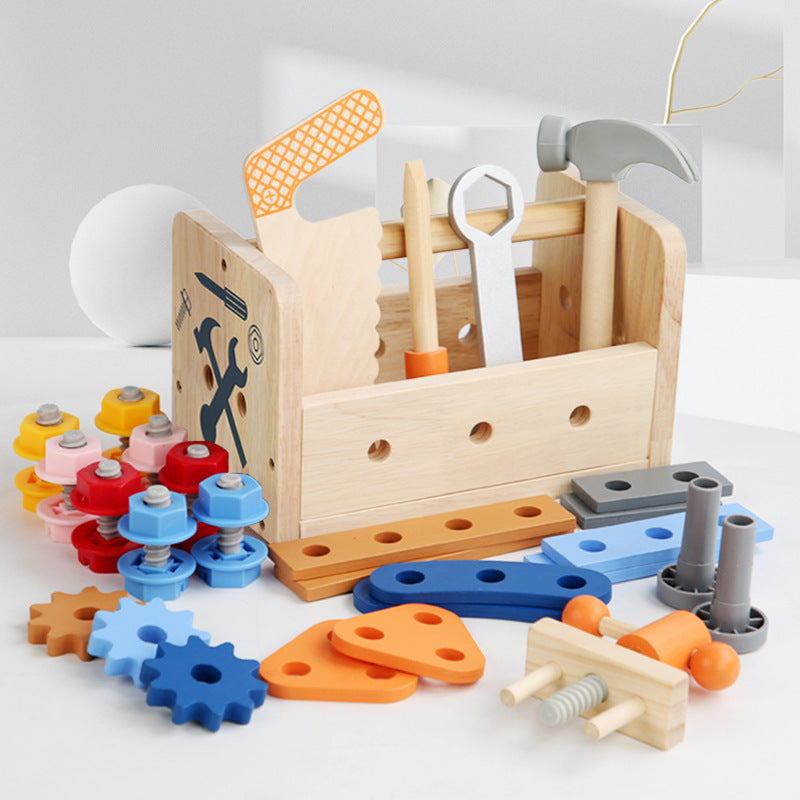 Montessori Toys ool Bench for Kids Toy Play Workbench Wooden Tool Bench Workshop Workbench with Tools Set Wooden Construction Bench Toy for 3 4 5 Year Old Boys Girls