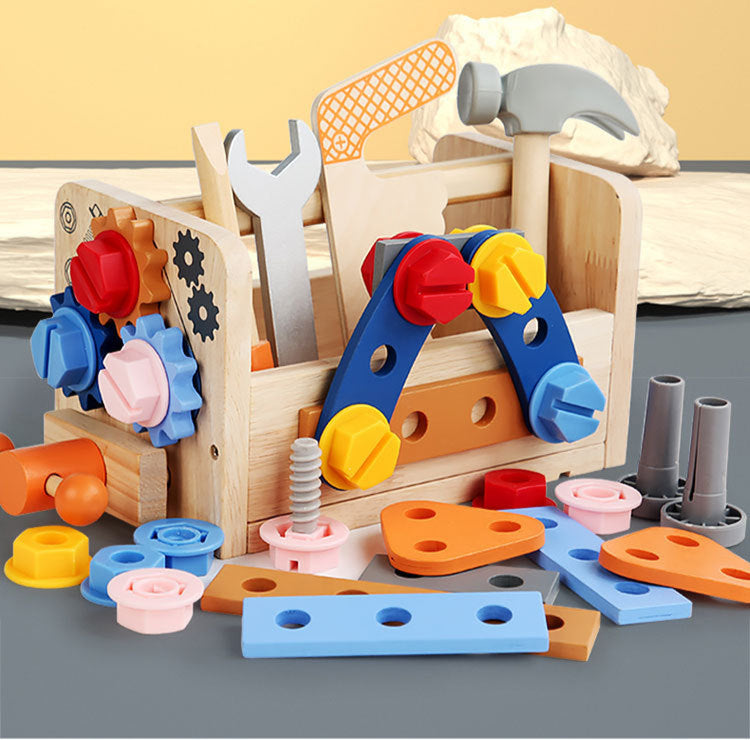 Montessori Toys ool Bench for Kids Toy Play Workbench Wooden Tool Bench Workshop Workbench with Tools Set Wooden Construction Bench Toy for 3 4 5 Year Old Boys Girls