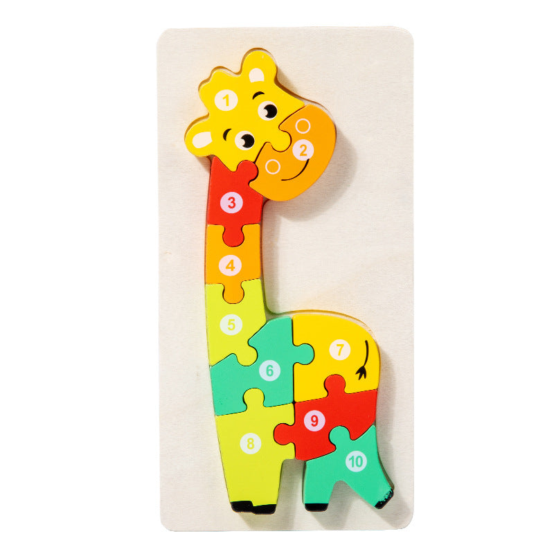 Wooden Children's Educational Toys 4-6 Wooden Animal Traffic Shape Matching 3D Montessori Colorful Shape Learning Puzzle, Preschool Education Toys Gifts for Boys Girls
