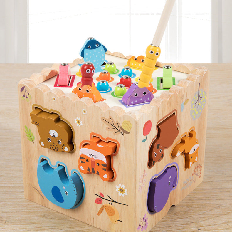 Children's Multi-Functional Wooden Montessori 8 in 1 Knock Ball Animal Matching Fishing Early Education Educational Toys Toys for 1+ Year Old Boys&Girls,Kids Educational Learning Toys for Toddlers Age 1-2