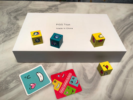 PIGG Face-changing Rubik's Cube Building Blocks Children's Space Thinking Early Education Puzzle Board Game Parent-child Interactive Game Smiley Face Wooden Toy