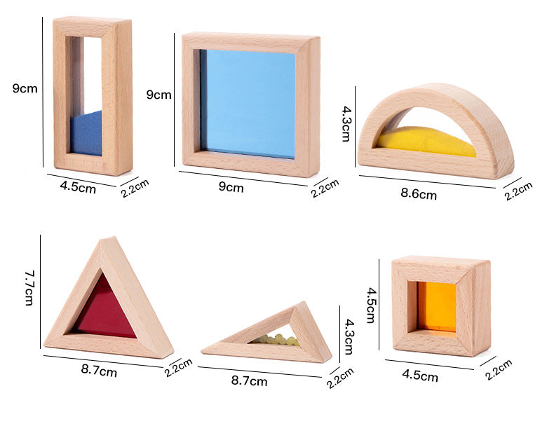 Toddler Montessori Translucent Color Recognition Shape Building Blocks Transformable Acrylic Rainbow Educational Toys