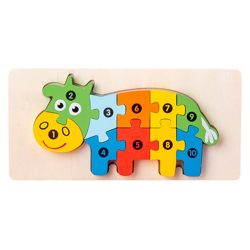 Wooden Children's Educational Toys 4-6 Wooden Animal Traffic Shape Matching 3D Montessori Colorful Shape Learning Puzzle, Preschool Education Toys Gifts for Boys Girls