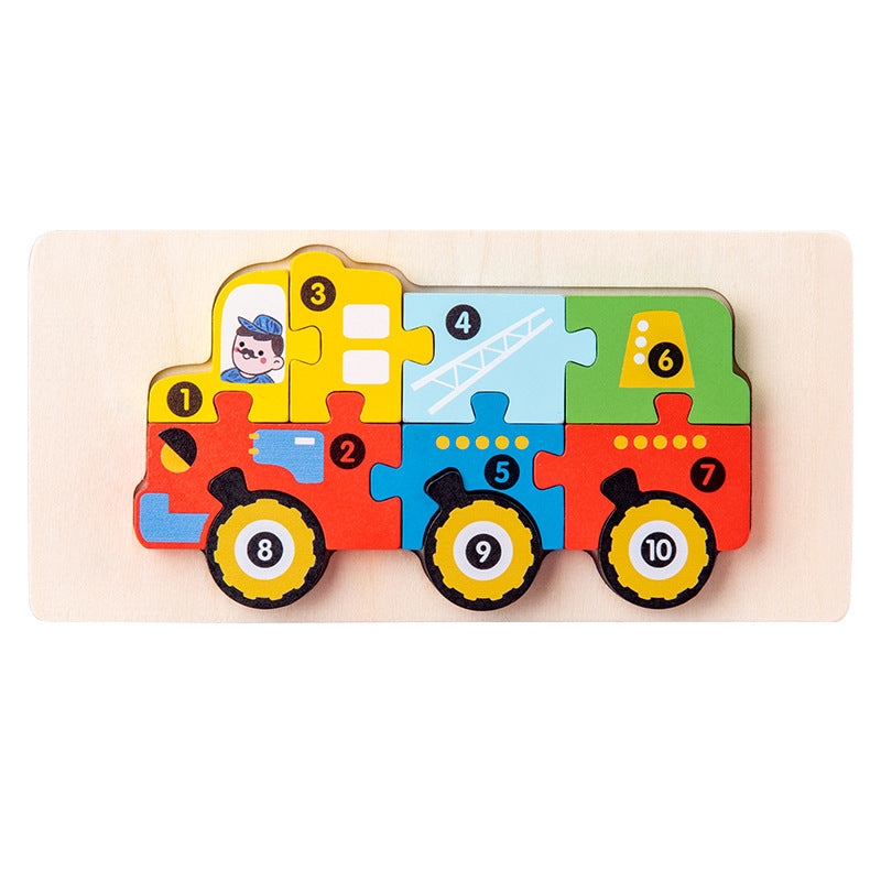Wooden Children's Educational Toys 4-6 Wooden Animal Traffic Shape Matching 3D Montessori Colorful Shape Learning Puzzle, Preschool Education Toys Gifts for Boys Girls