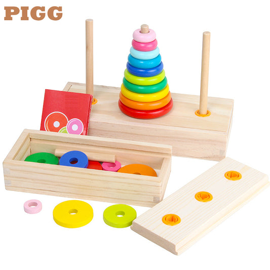 Montessori Toys Tower Wooden Toys Logical Thinking Challenge Wooden Sensory Toys for Ages 2-4 Toddlers Kids Baby, Toddler Stocking Stuffers Learning Toy