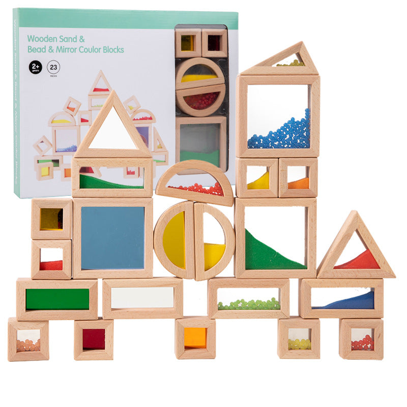 Toddler Montessori Translucent Color Recognition Shape Building Blocks Transformable Acrylic Rainbow Educational Toys