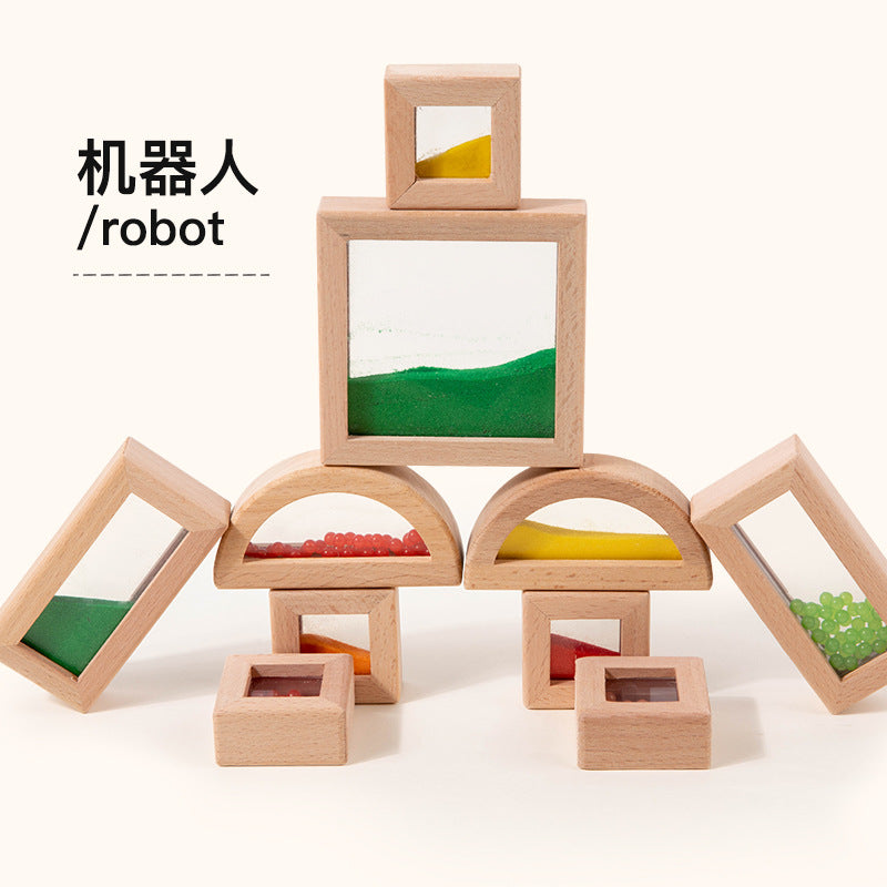 Toddler Montessori Translucent Color Recognition Shape Building Blocks Transformable Acrylic Rainbow Educational Toys