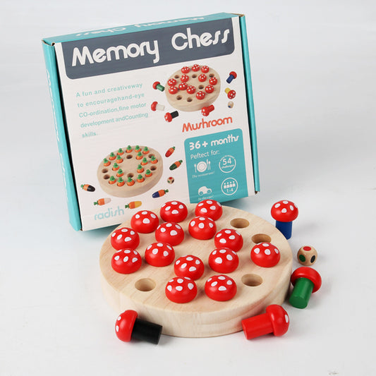 Wooden Fun Carrot Mushroom Memory Chess Pull Carrot Children's Educational Early Learning Focus Interactive Desktop Game Chess