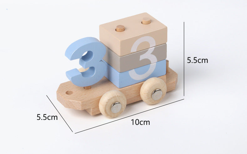 Children's Wooden Early Education Enlightenment Digital Color Cognitive Assembling Building Blocks Pulling Train Educational Toys