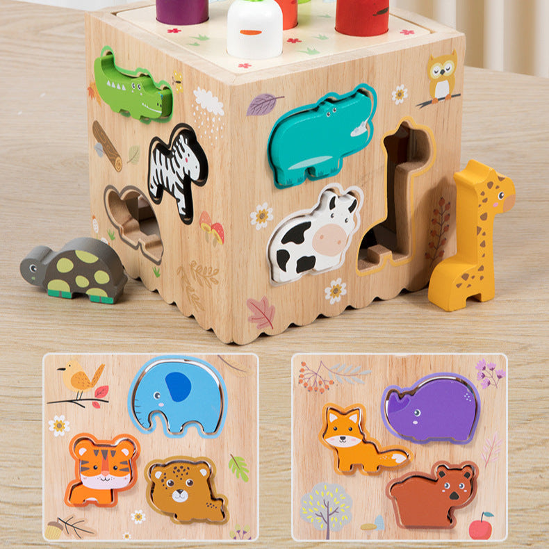 Children's Multi-Functional Wooden Montessori 8 in 1 Knock Ball Animal Matching Fishing Early Education Educational Toys Toys for 1+ Year Old Boys&Girls,Kids Educational Learning Toys for Toddlers Age 1-2