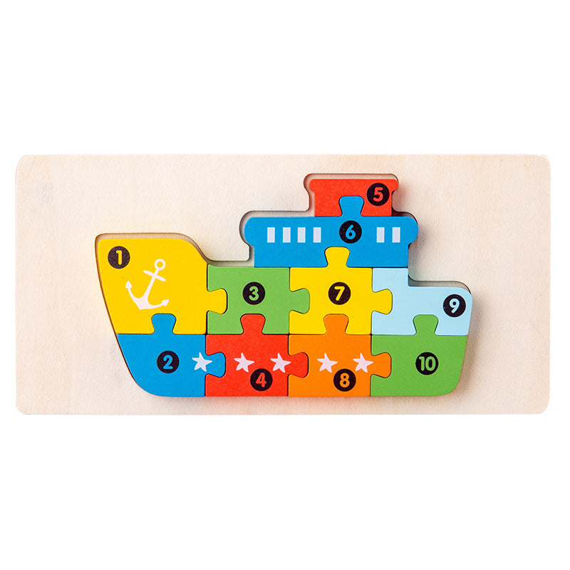 Wooden Children's Educational Toys 4-6 Wooden Animal Traffic Shape Matching 3D Montessori Colorful Shape Learning Puzzle, Preschool Education Toys Gifts for Boys Girls